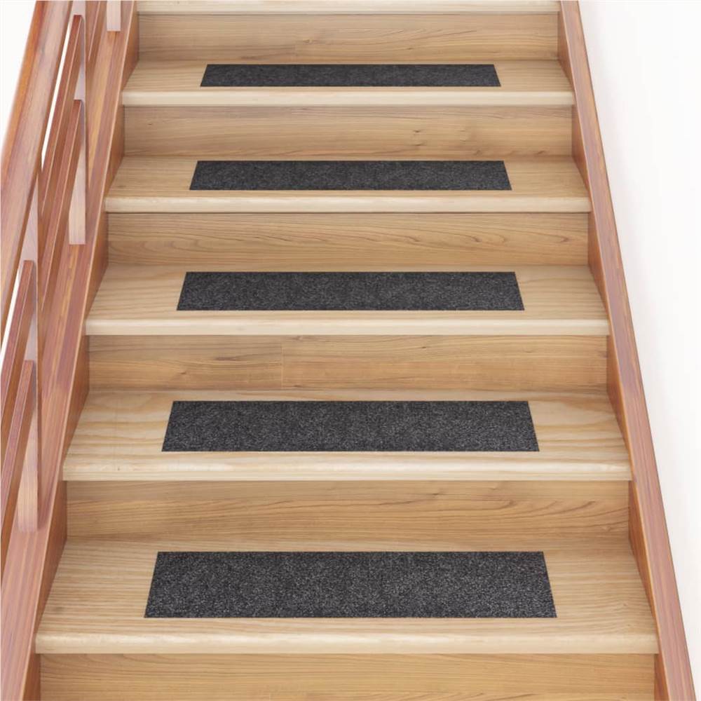 Self-adhesive Stair Mats Rectangular 15 pcs 76x20 cm Grey