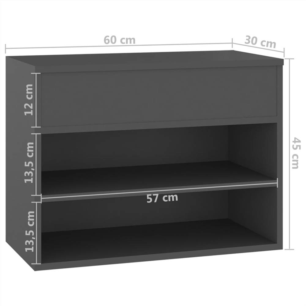 Shoe Bench Grey 60x30x45 cm Chipboard