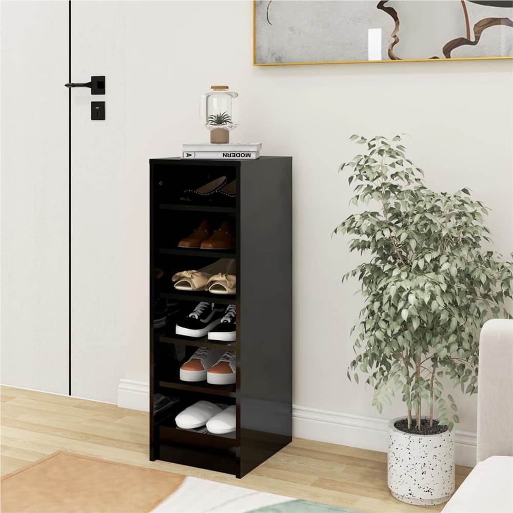 

Shoe Cabinet High Gloss Black 31.5x35x90 cm Chipboard