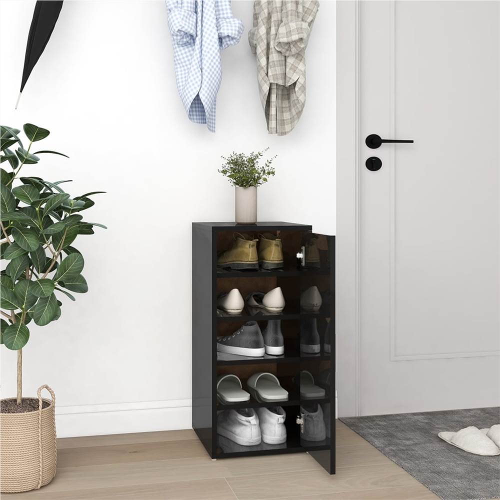 

Shoe Cabinet High Gloss Black 32x35x70 cm Chipboard