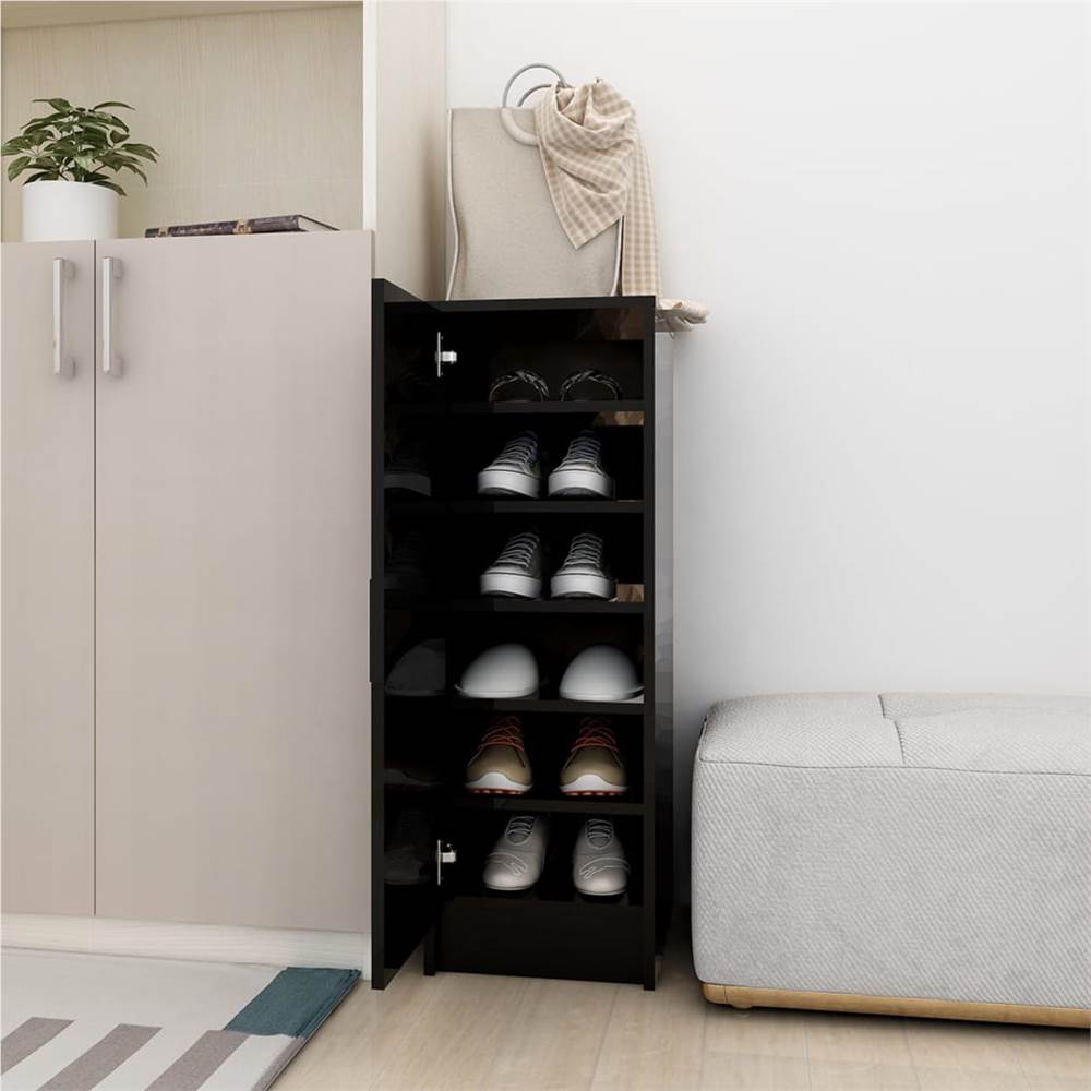 

Shoe Cabinet High Gloss Black 32x35x92 cm Chipboard