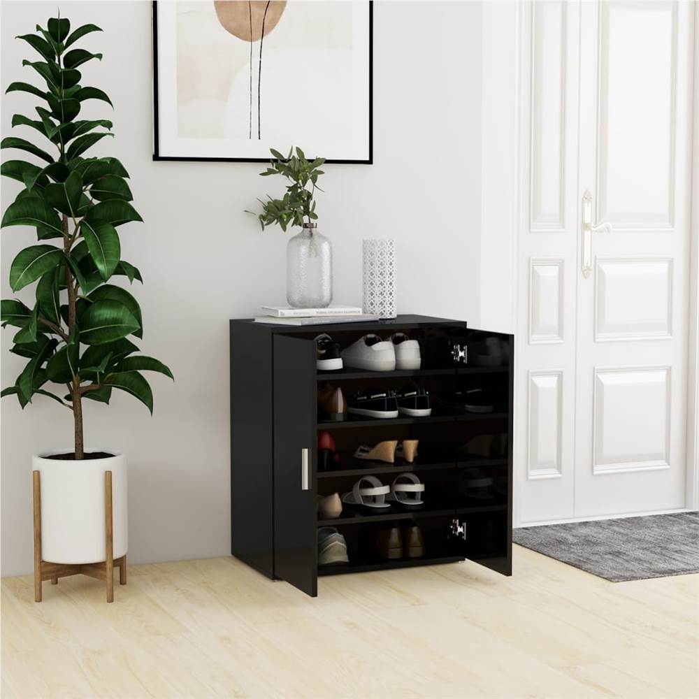 

Shoe Cabinet High Gloss Black 60x35x70 cm Chipboard