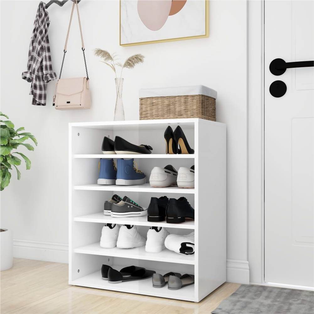 Shoe Cabinet High Gloss White 60x35x70 cm Chipboard