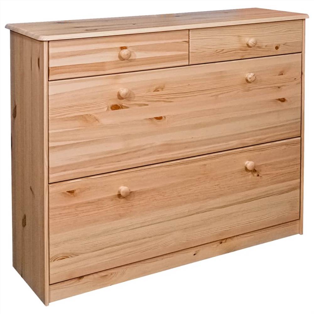 

Shoe Cabinet with 2 Flaps 113x35x89 cm Solid Pine Wood