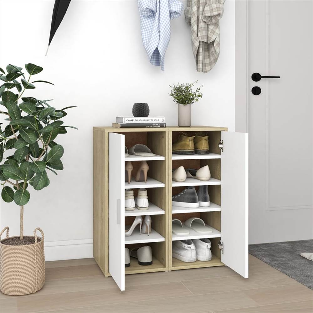 

Shoe Cabinets 2 pcs White and Sonoma Oak 32x35x70 cm Chipboard