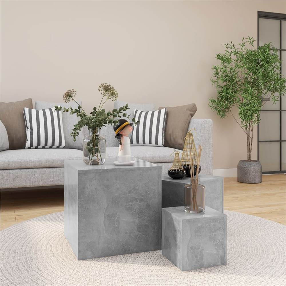 

Side Tables 3 pcs Concrete Grey Chipboard