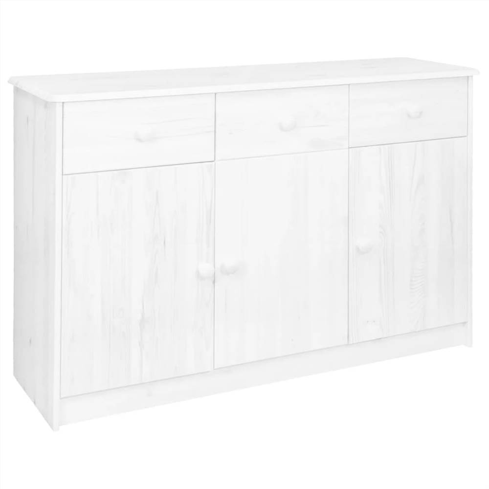 Sideboard 3 Drawers White 113x35x73 cm Solid Pine Wood