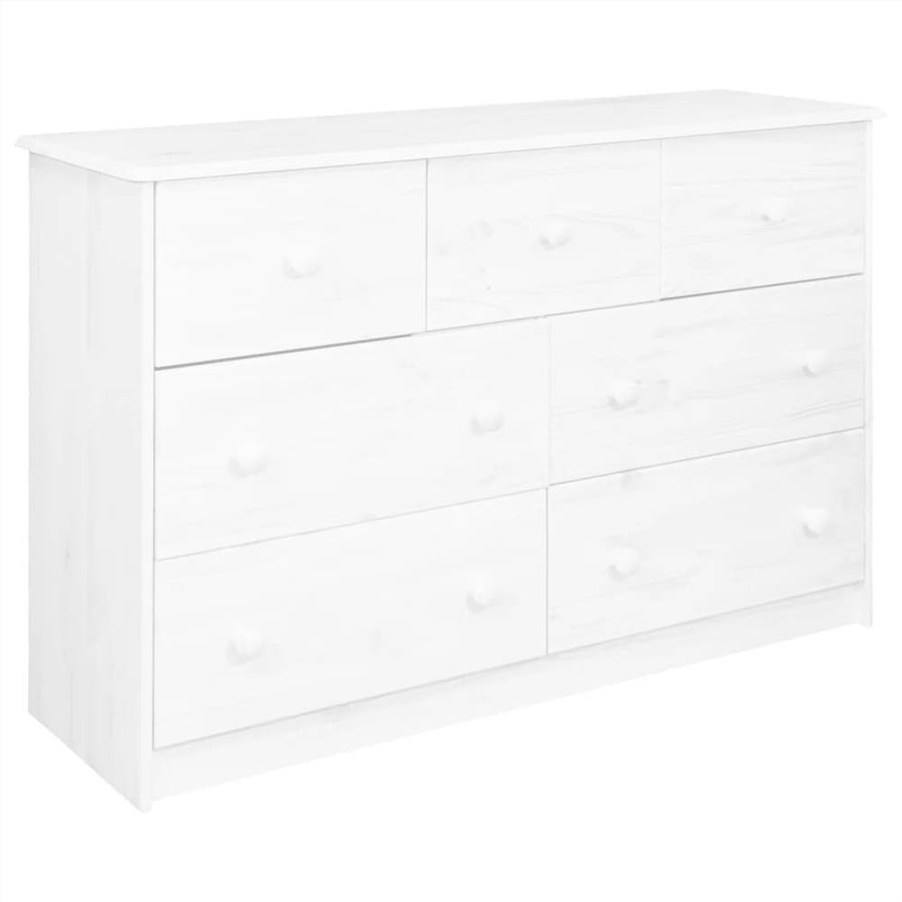 Sideboard 7 Drawers White 113x35x73 cm Solid Pine Wood