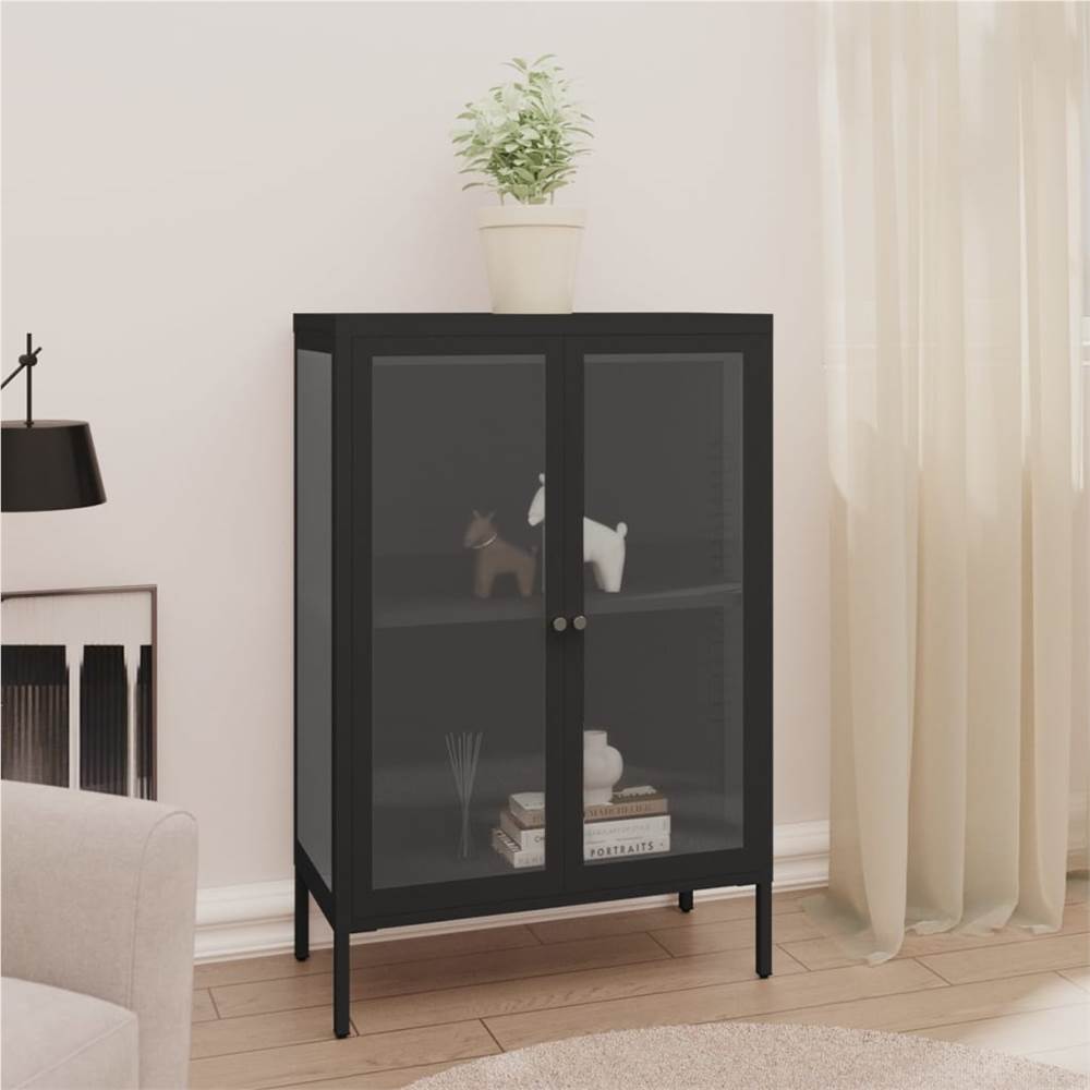 

Sideboard Black 75x35x105 cm Steel and Glass