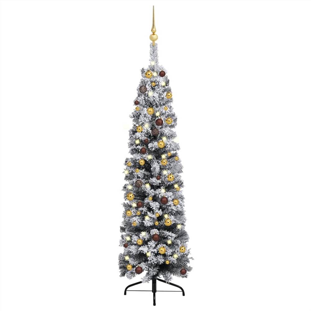 

Slim Artificial Christmas Tree with LEDs&Ball Set Green 150 cm