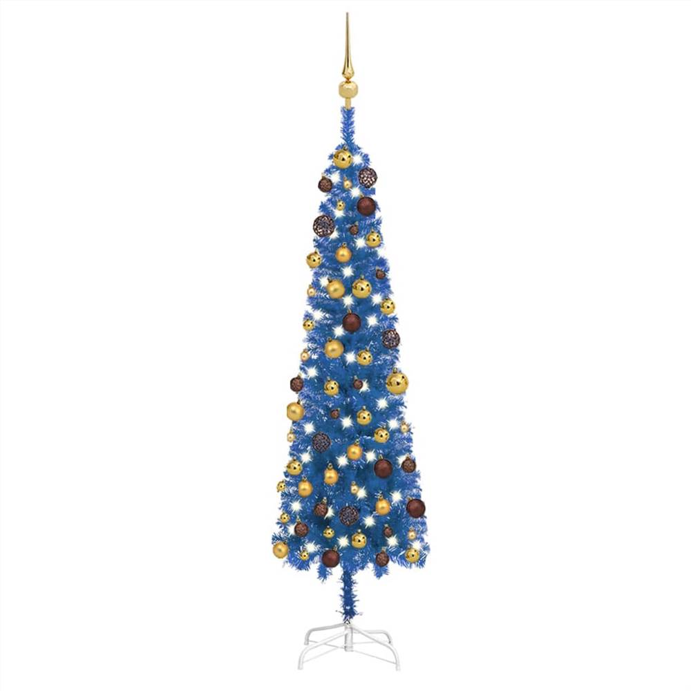 

Slim Christmas Tree with LEDs&Ball Set Blue 150 cm