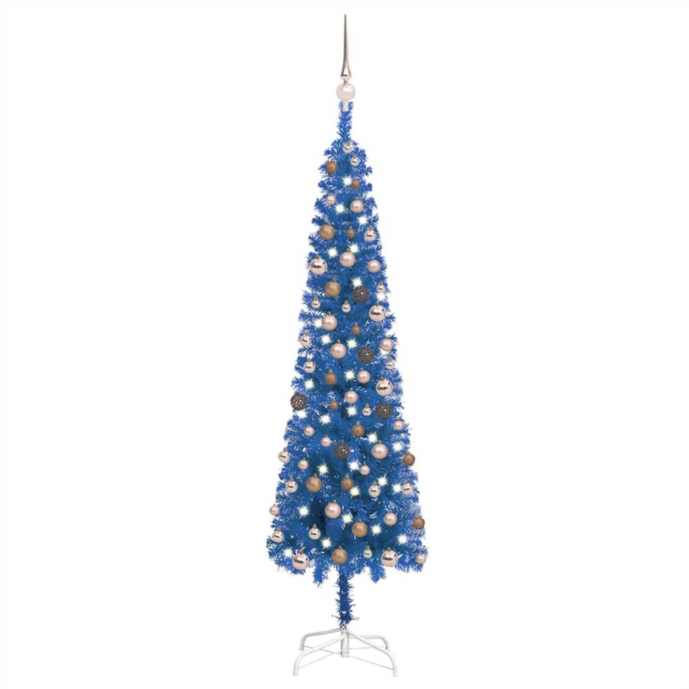 

Slim Christmas Tree with LEDs&Ball Set Blue 180 cm