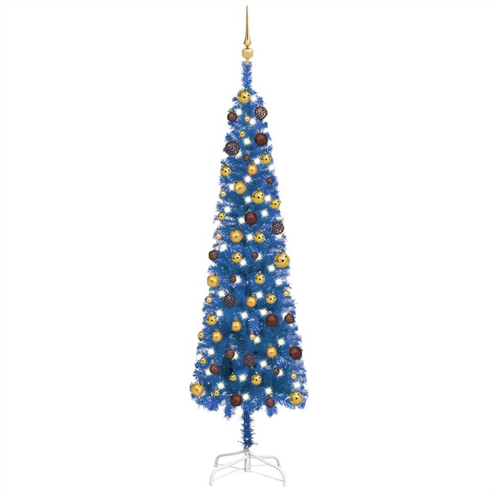 

Slim Christmas Tree with LEDs&Ball Set Blue 210 cm