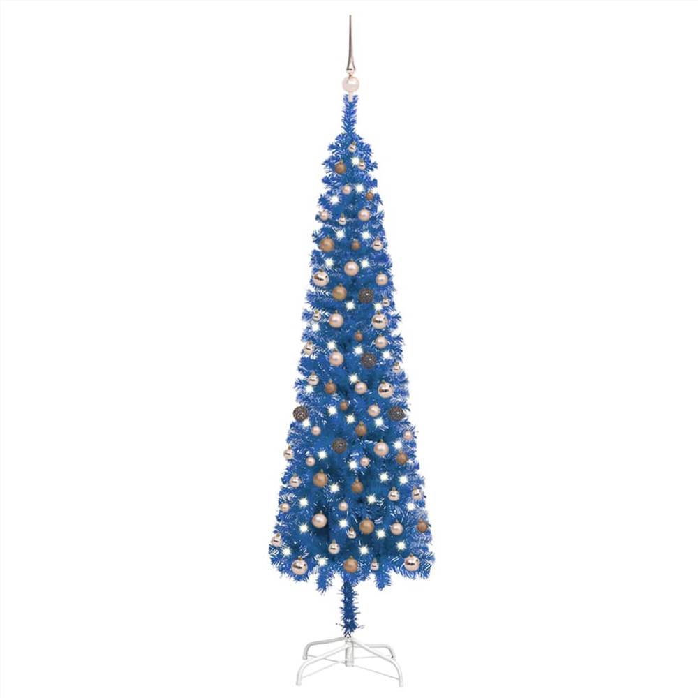 

Slim Christmas Tree with LEDs&Ball Set Blue 240 cm