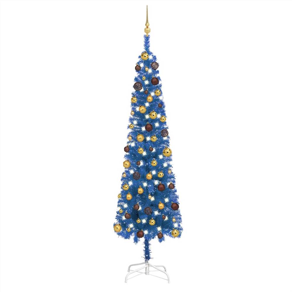 

Slim Christmas Tree with LEDs&Ball Set Blue 240 cm