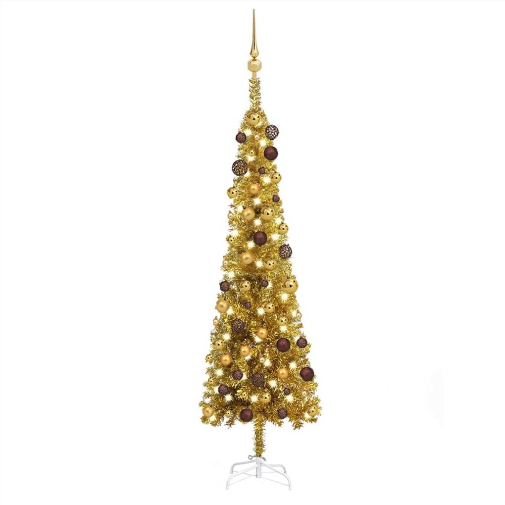 

Slim Christmas Tree with LEDs&Ball Set Gold 150 cm