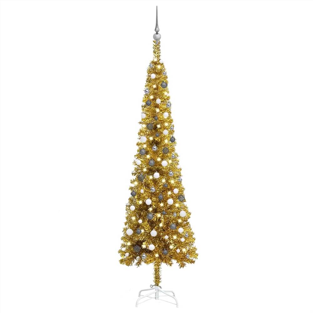 

Slim Christmas Tree with LEDs&Ball Set Gold 240 cm