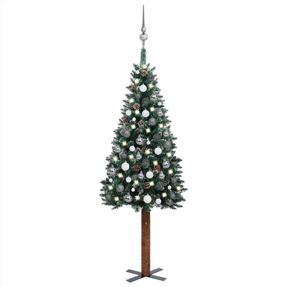 

Slim Christmas Tree with LEDs&Ball Set Green 150 cm