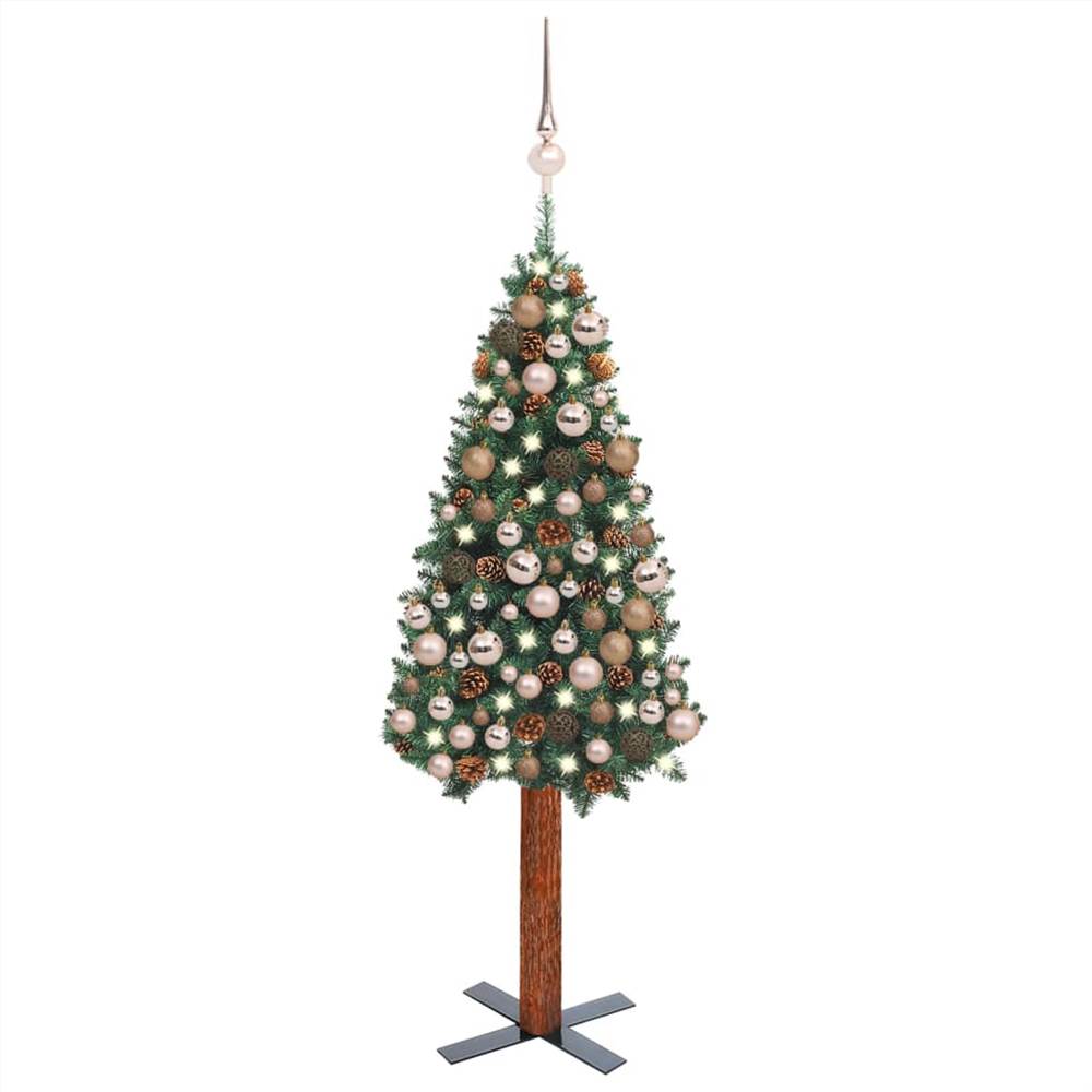 

Slim Christmas Tree with LEDs&Ball Set Green 150 cm PVC