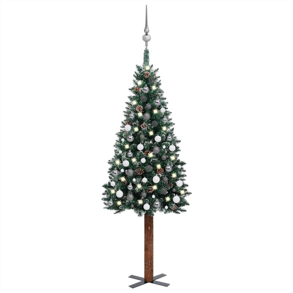 

Slim Christmas Tree with LEDs&Ball Set Green 180 cm