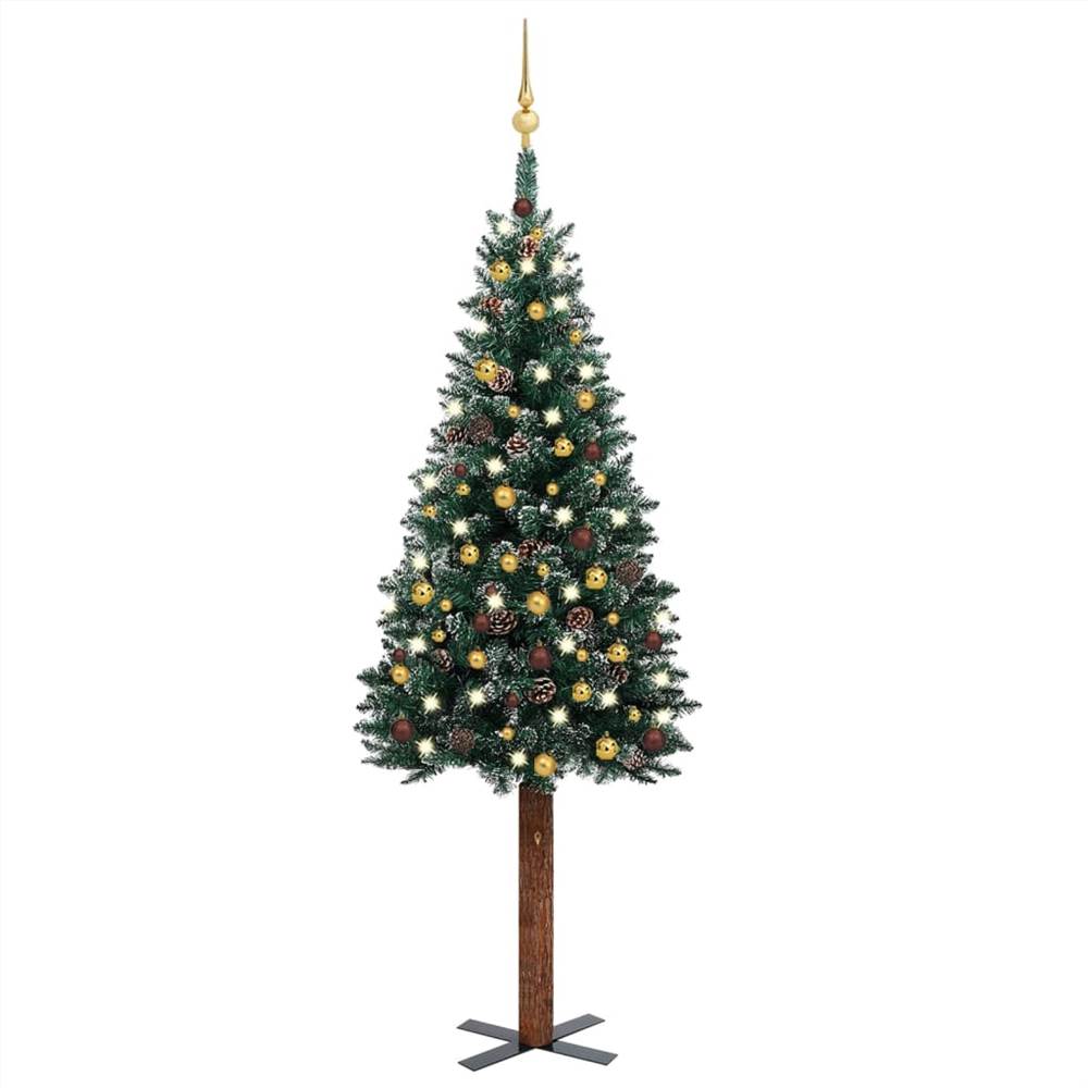 

Slim Christmas Tree with LEDs&Ball Set Green 180 cm