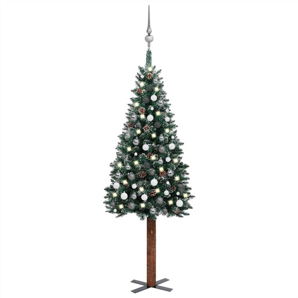 

Slim Christmas Tree with LEDs&Ball Set Green 210 cm