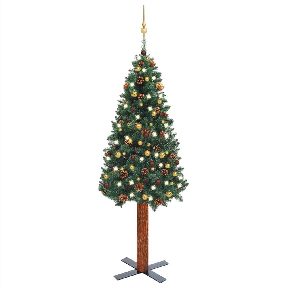 

Slim Christmas Tree with LEDs&Ball Set Green 210 cm