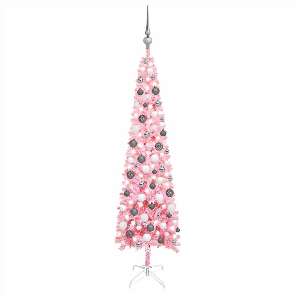 

Slim Christmas Tree with LEDs&Ball Set Pink 150 cm