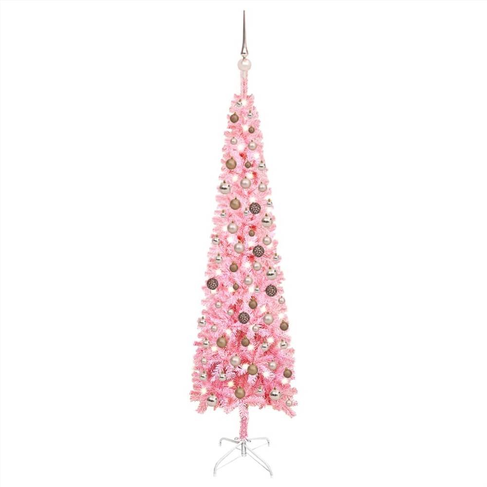 

Slim Christmas Tree with LEDs&Ball Set Pink 180 cm