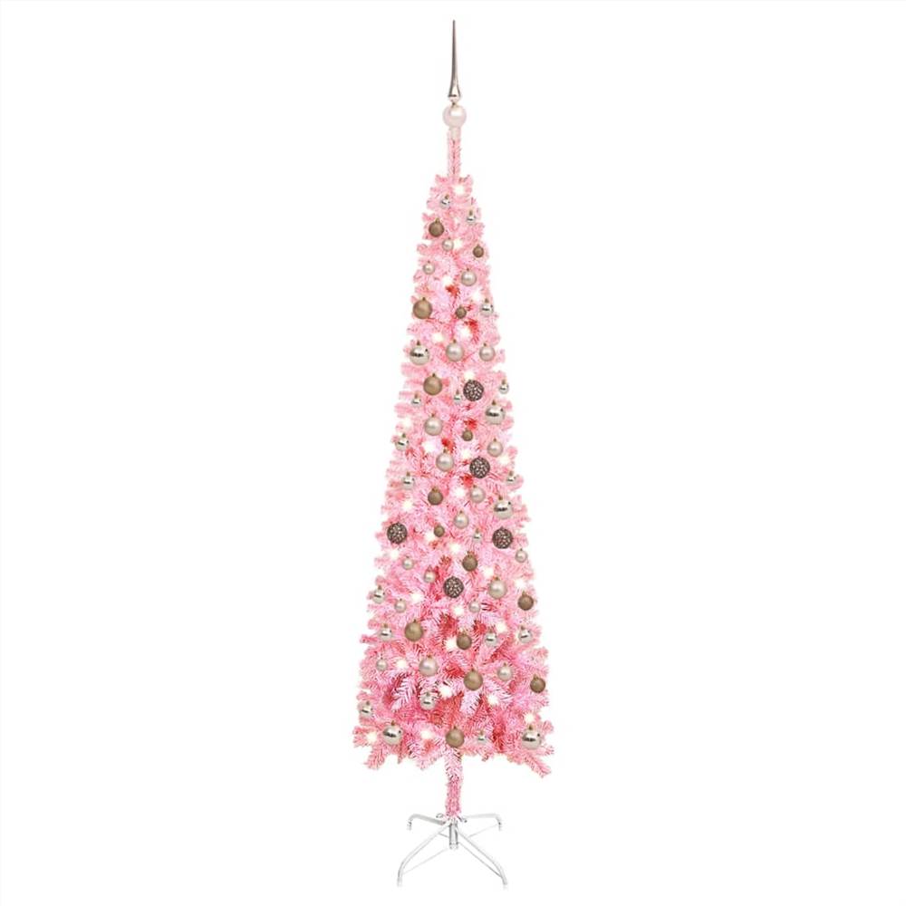 

Slim Christmas Tree with LEDs&Ball Set Pink 210 cm
