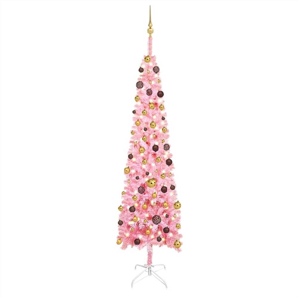 

Slim Christmas Tree with LEDs&Ball Set Pink 240 cm