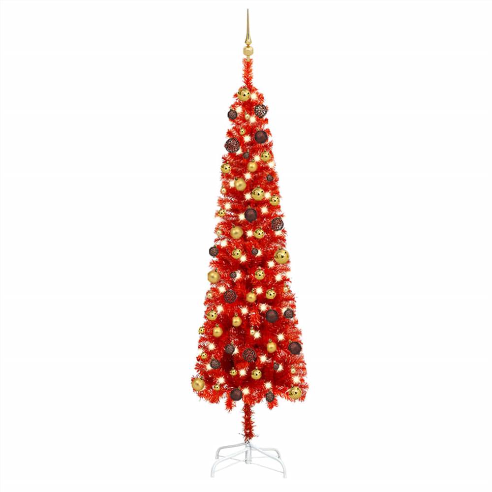 

Slim Christmas Tree with LEDs&Ball Set Red 240 cm