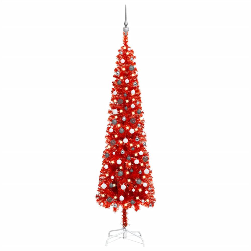 Schlanker Weihnachtsbaum mit LEDs&amp;Ball Set Rot 240 cm от Geekbuying WW