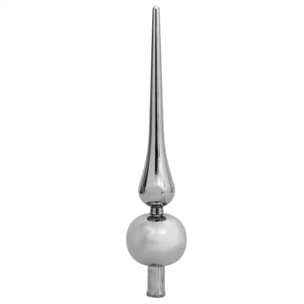 Slim Christmas Tree with LEDs&Ball Set Silver 210 cm