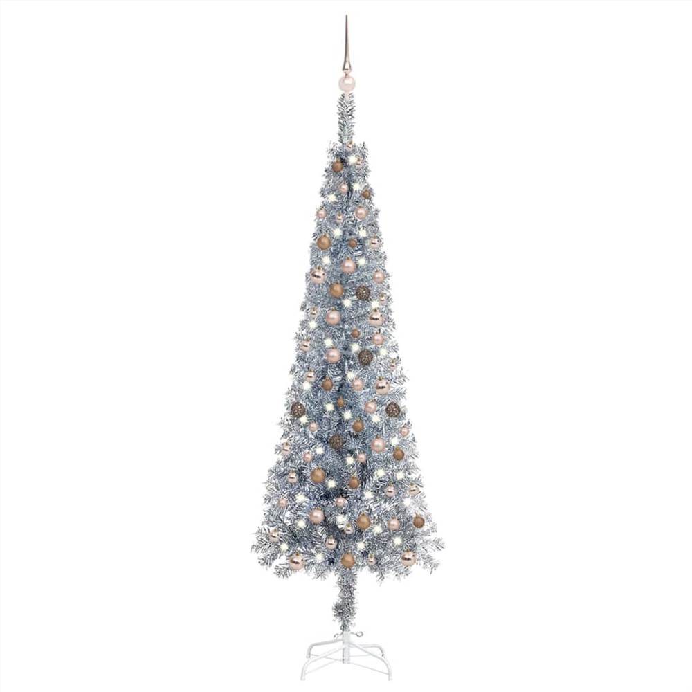 

Slim Christmas Tree with LEDs&Ball Set Silver 240 cm