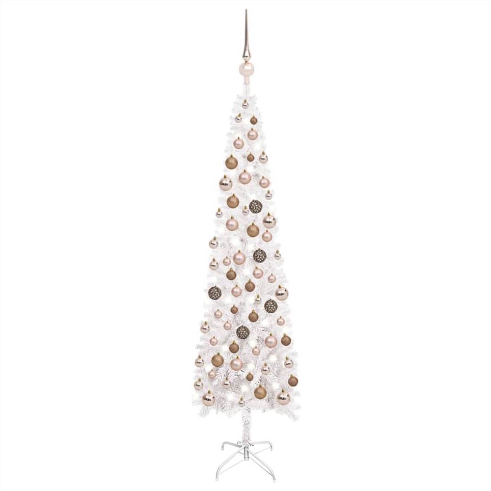 

Slim Christmas Tree with LEDs&Ball Set White 120 cm