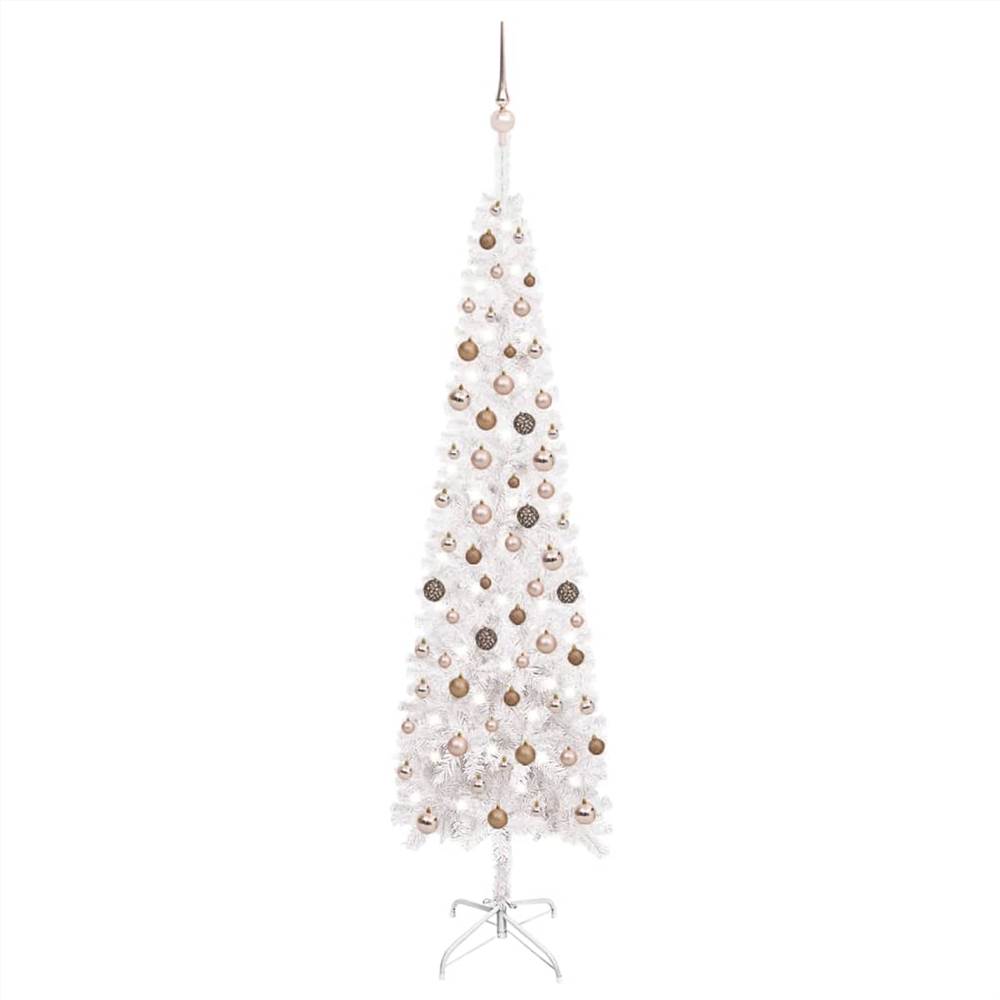 

Slim Christmas Tree with LEDs&Ball Set White 240 cm