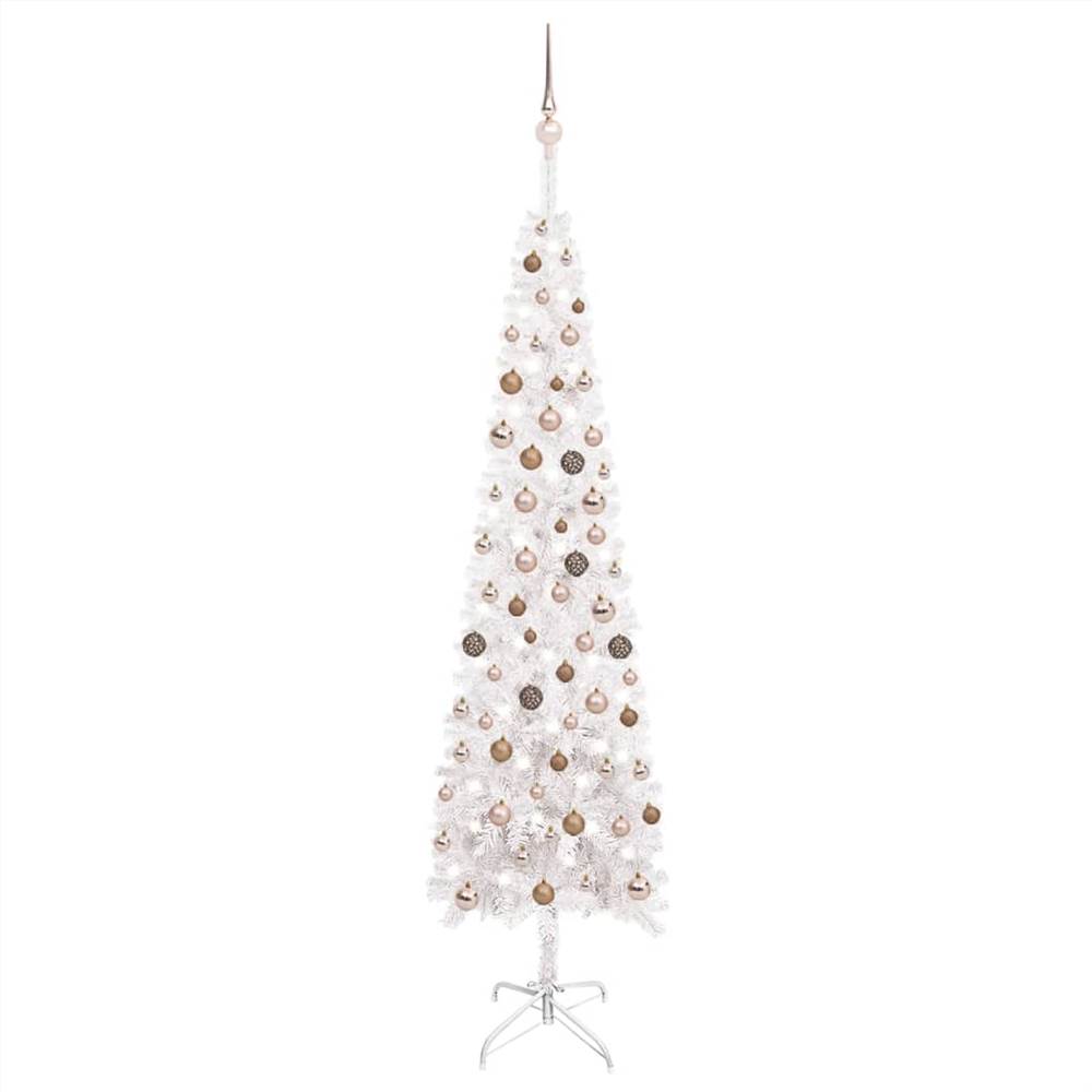 Slim Weihnachtsbaum mit LEDs&amp;Ball Set Weiß 240 cm от Geekbuying WW