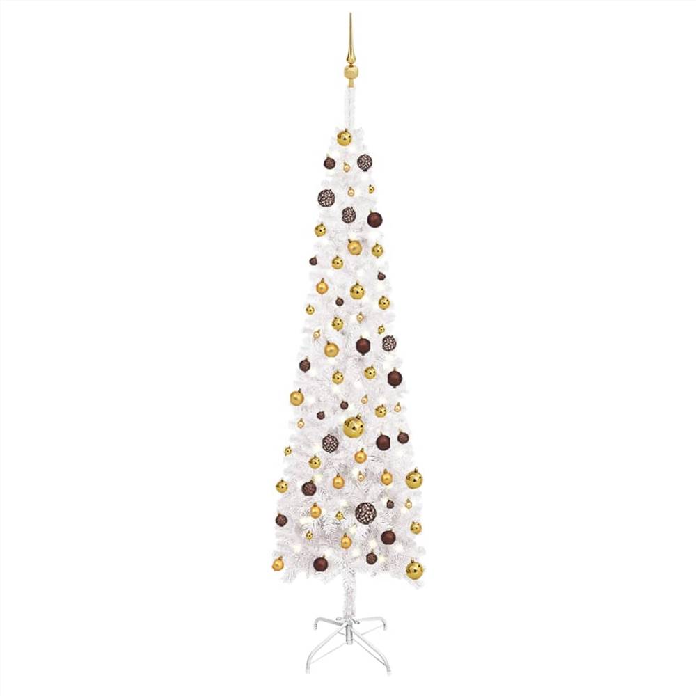 

Slim Christmas Tree with LEDs&Ball Set White 240 cm