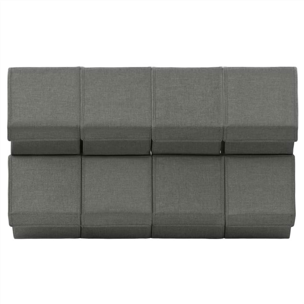 Stackable Storage Boxes with Lid Set of 8 pcs Fabric Anthracite