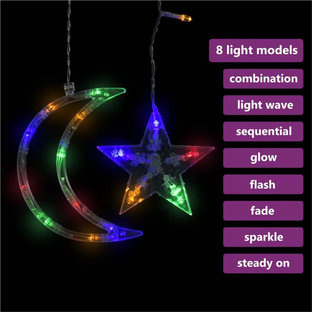 Star and Moon Fairy Lights Remote Control 345 LED Colourful