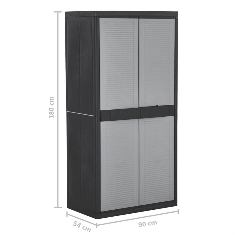 Storage Cabinet with 2 Doors 90x54x180 cm Black and Grey