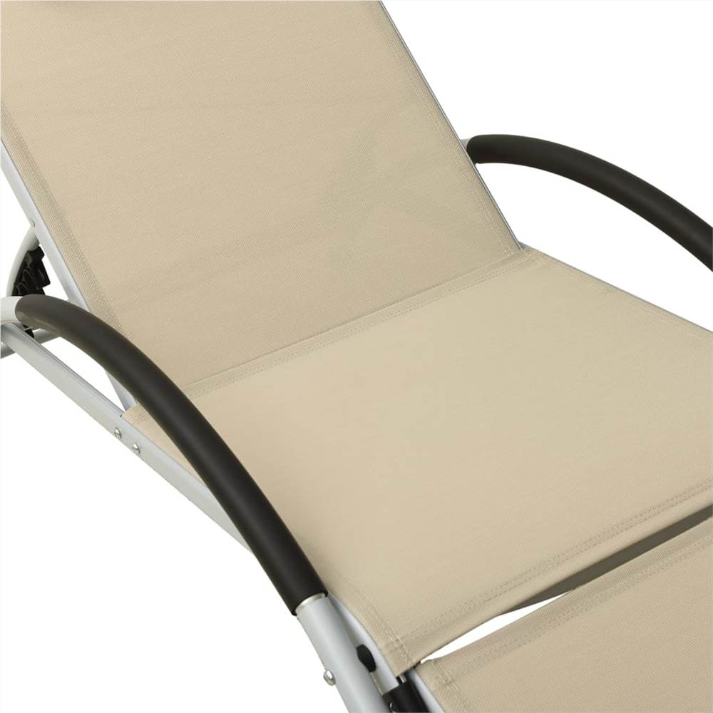 Sun Lounger with Pillow Textilene Cream