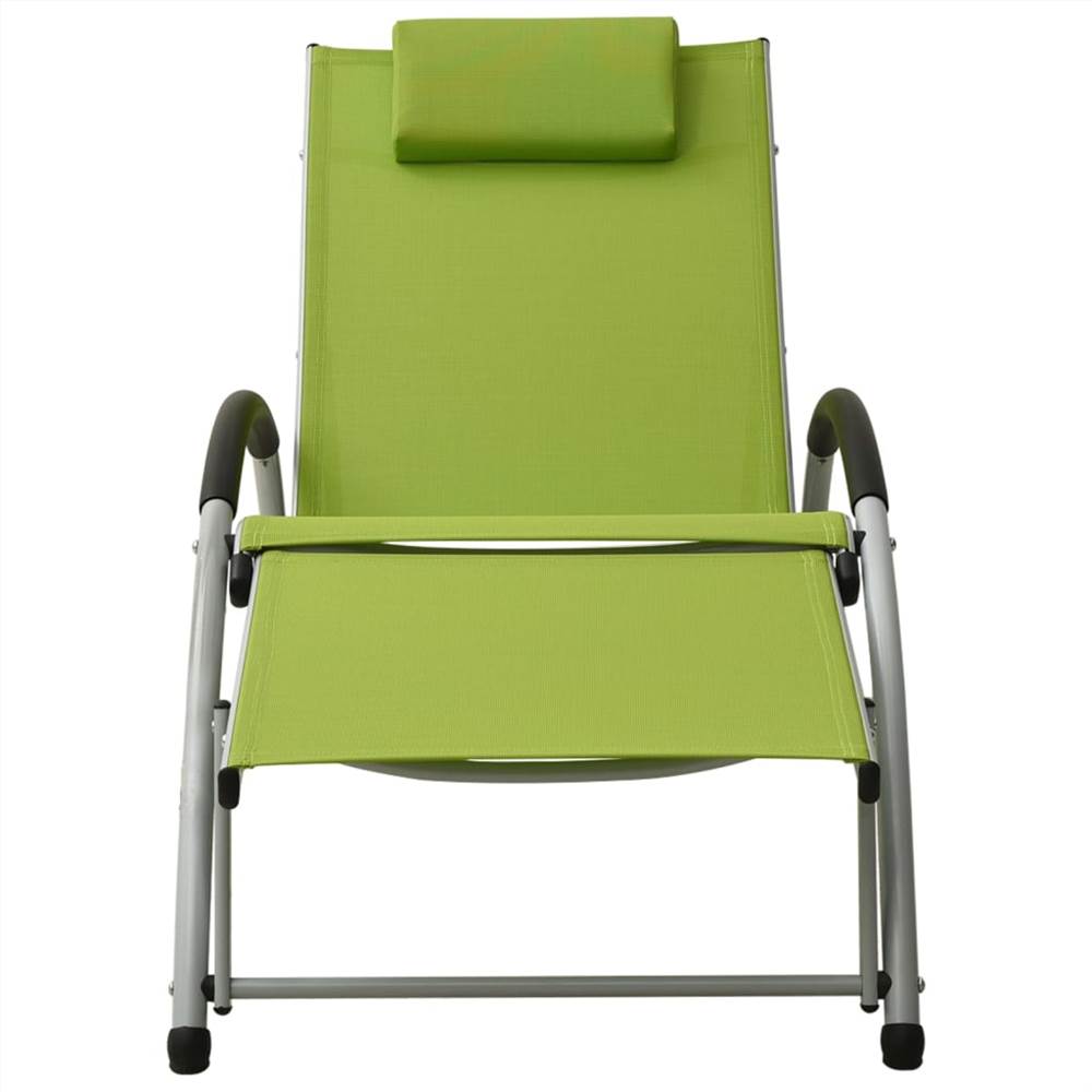 Sun Lounger with Pillow Textilene Green