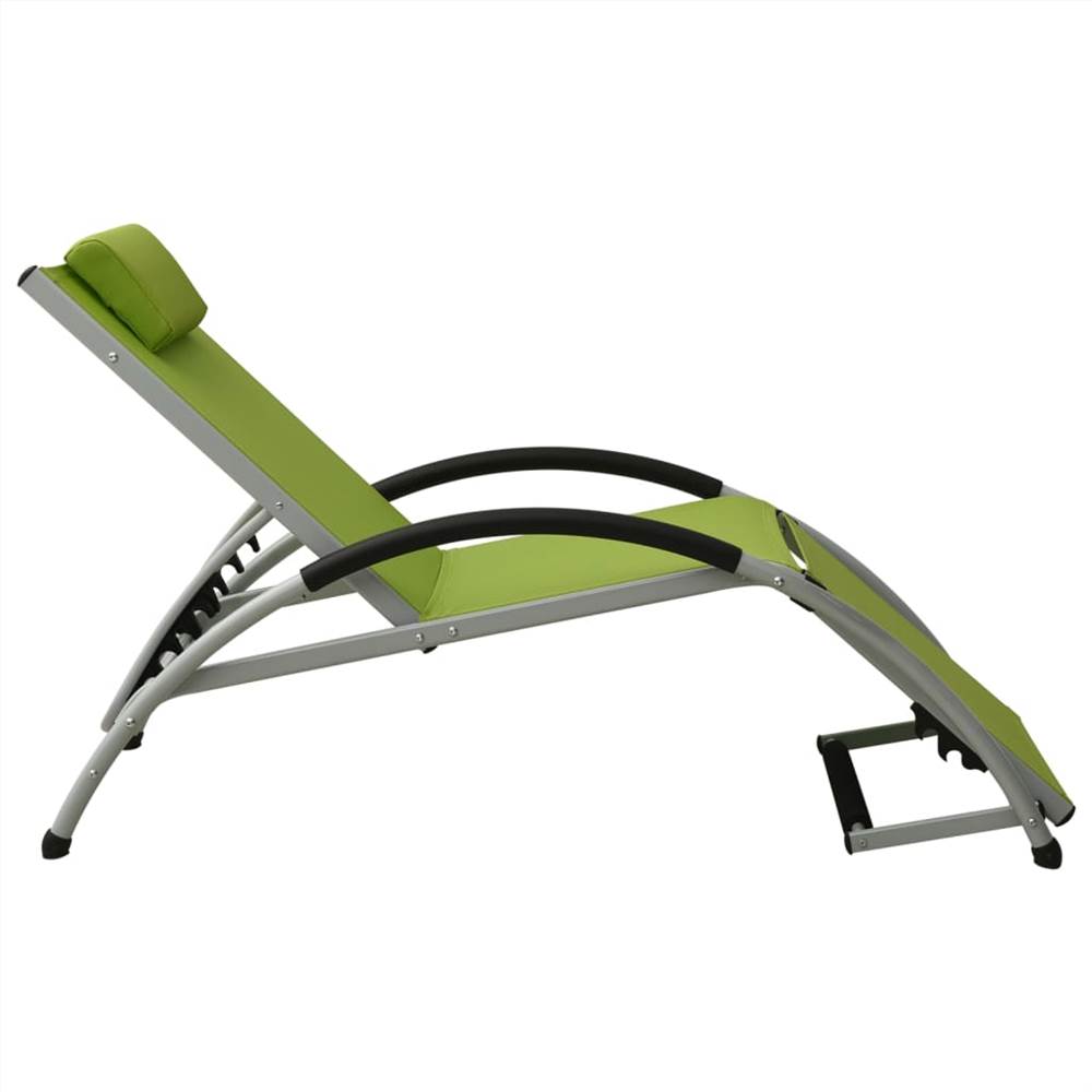 Sun Lounger with Pillow Textilene Green