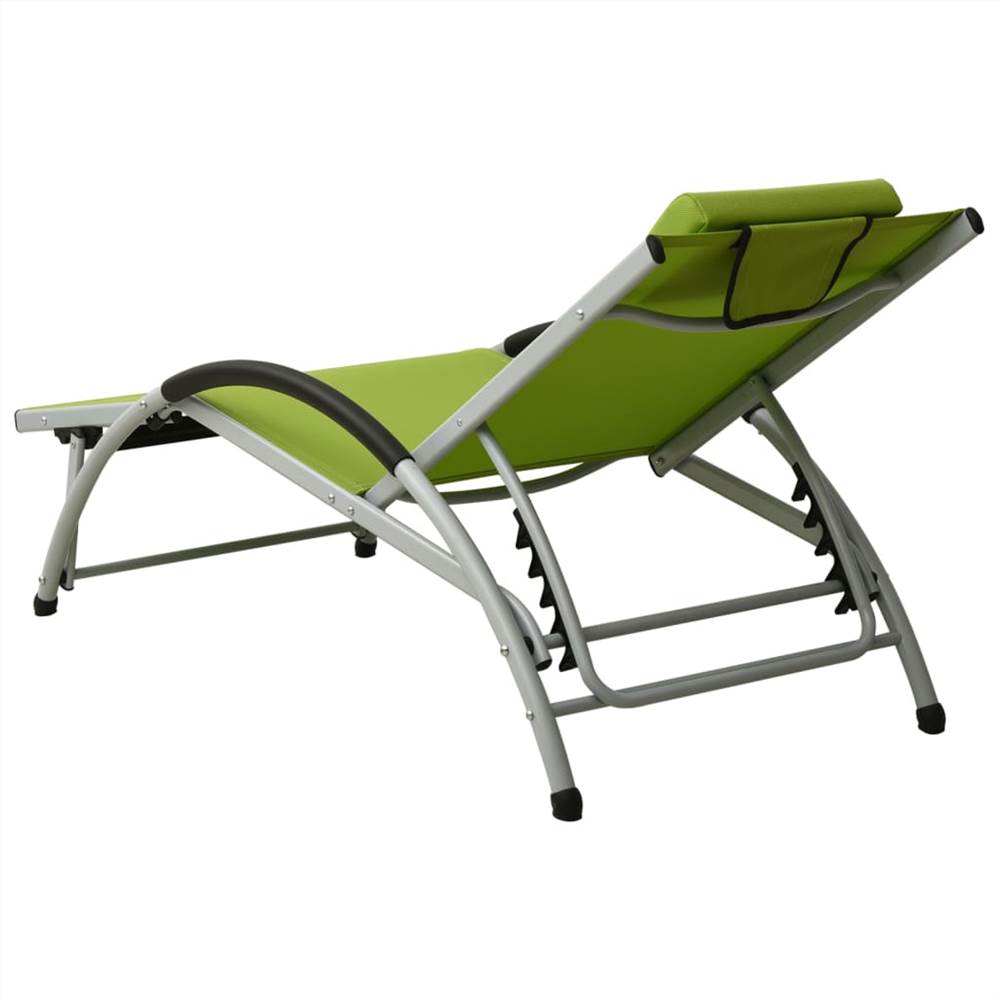 Sun Lounger with Pillow Textilene Green
