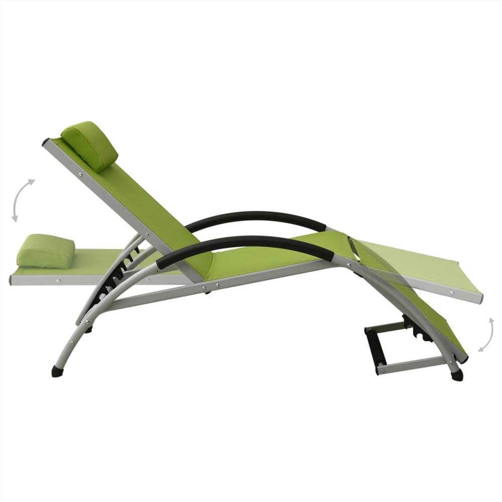Sun Lounger with Pillow Textilene Green