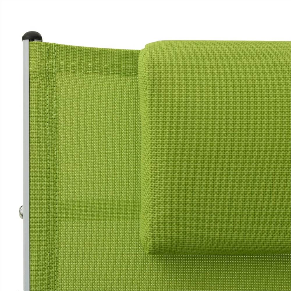 Sun Lounger with Pillow Textilene Green