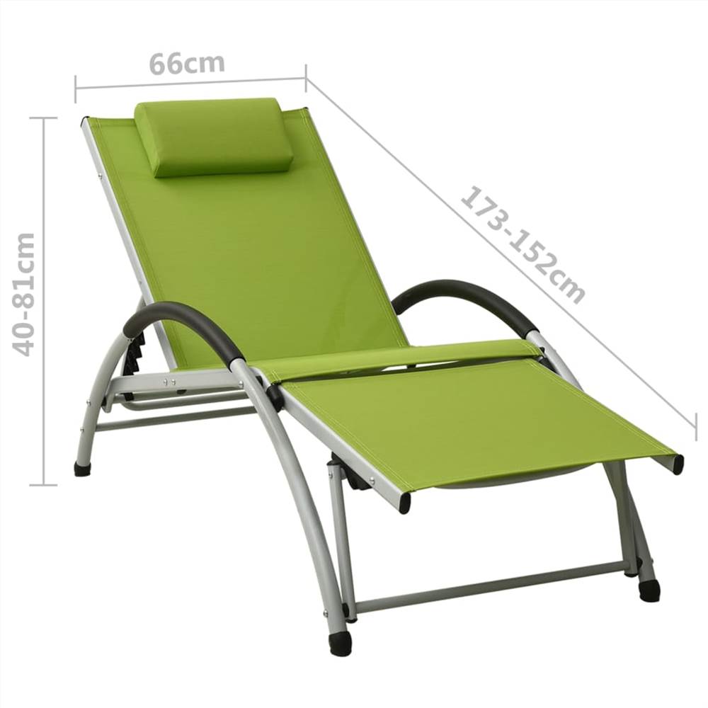 Sun Lounger with Pillow Textilene Green