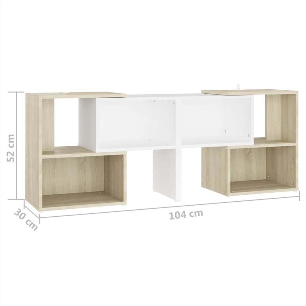TV Cabinet White and Sonoma Oak 104x30x52 cm Chipboard